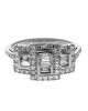 Diamond Halo Triple Cluster Ring in White Gold